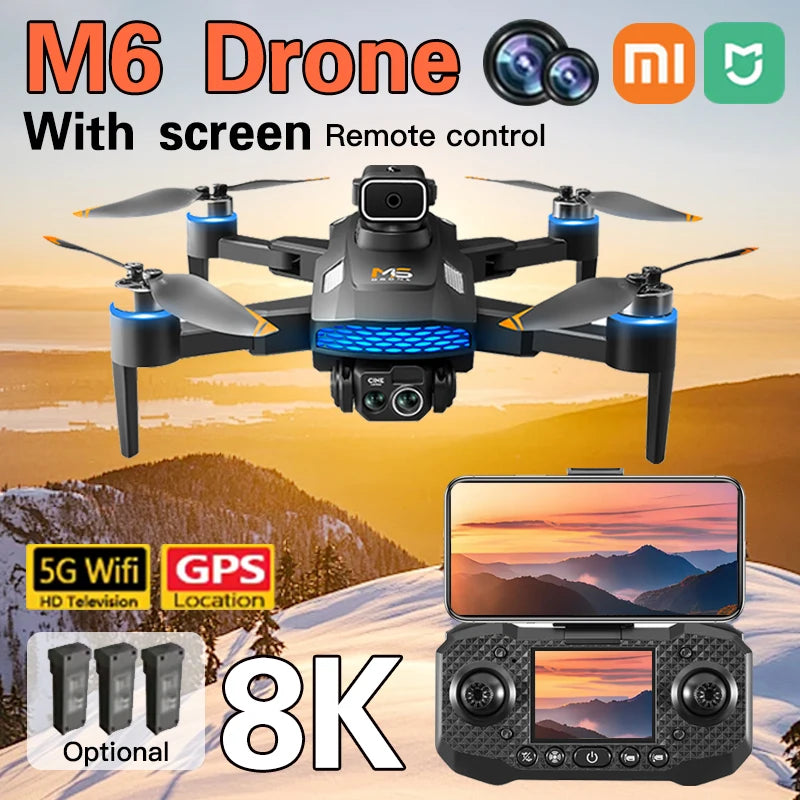 Drone Lenovo M6 8K Pro Con WiFi 5G FPV Fotocamera 4K HD Per Riprese Aeree Professionali Telecomando Con Schermo