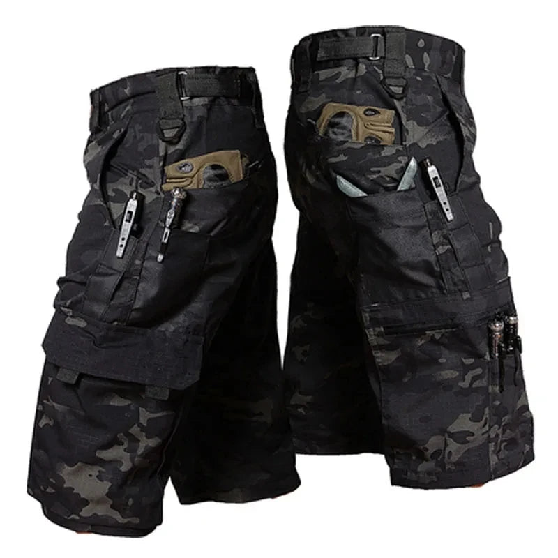 Pantaloncini Mimetici Da Uomo Estate Asciugatura Rapida Tasche Multiple Militari Escursionismo All Aperto Jogger