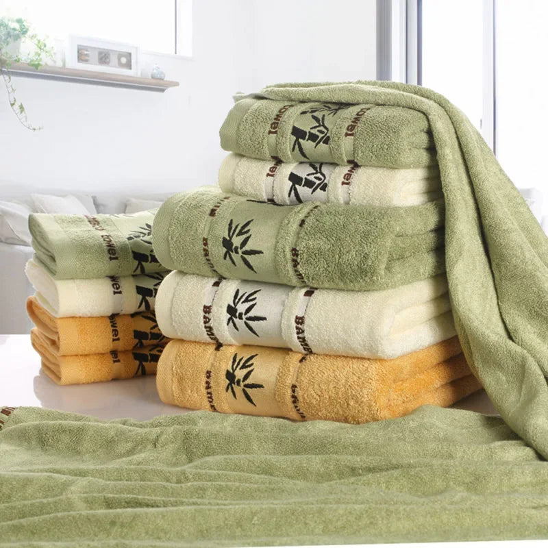 Set Di Due Asciugamani Da Bagno In Fibra Di Bambù 34x74 cm E 70x140 cm Per Viso E Mani Lavabili In Lavatrice