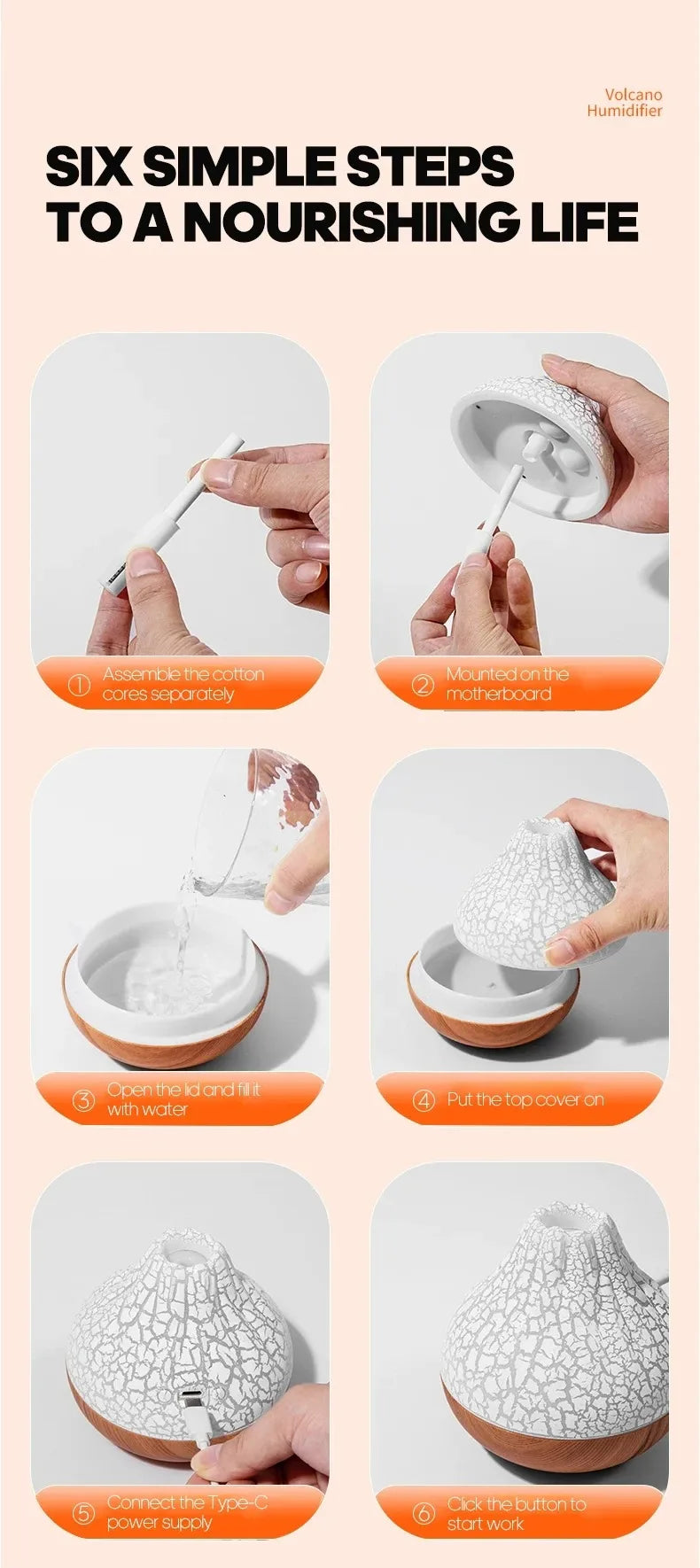 Umidificatore Aria 300ml Diffusore Per Aromaterapia Nebbia Da Tavolo USB Con 7 Luci Notturne Colorate