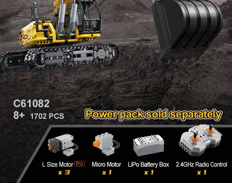1702 Pz Cada 1:20 Città di Ingegneria di Controllo Remoto Auto FAI DA TE Modello Building Blocks RC Escavatore Mattoni Giocattoli Per I Bambini Regalo