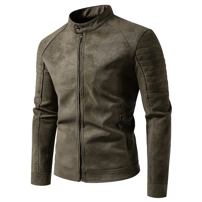 Cappotto Da Uomo Antivento Traspirante Autunno Inverno Giacca Casual Pelle Retrò Colletto Coreano Versatile