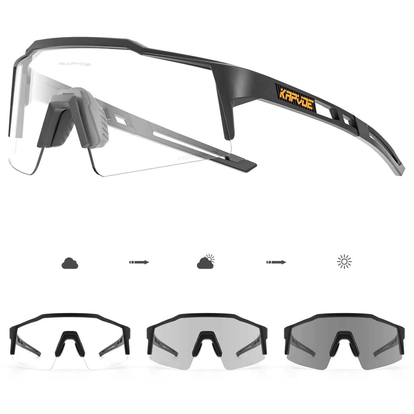 Kapvoe Occhiali Da Ciclismo Polarizzati UV400 Leggeri Per Bici Strada MTB Attrezzatura Sportiva