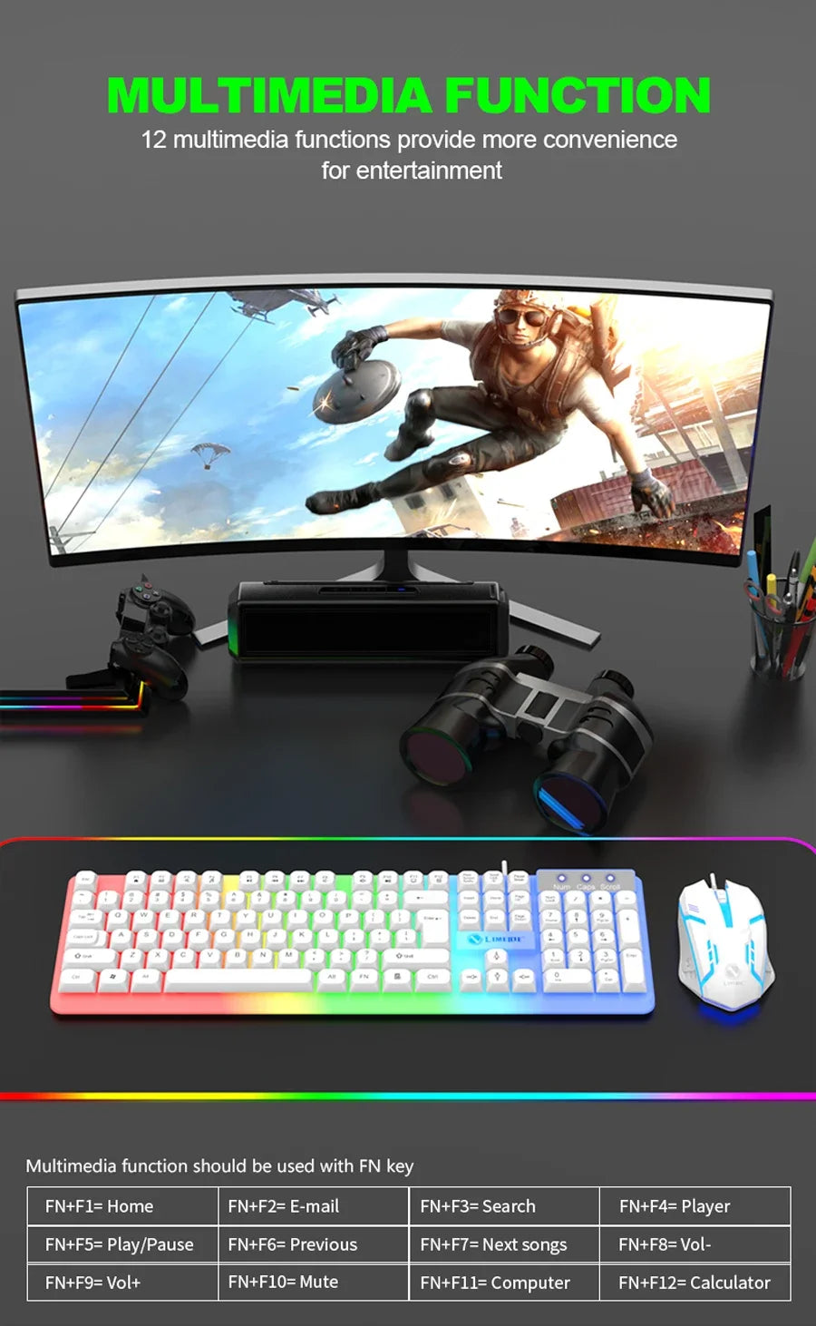 NG GTX350 Tastiera Da Gioco E Mouse Combo USB Cablata Con Retroilluminazione LED Per PC Desktop Nero