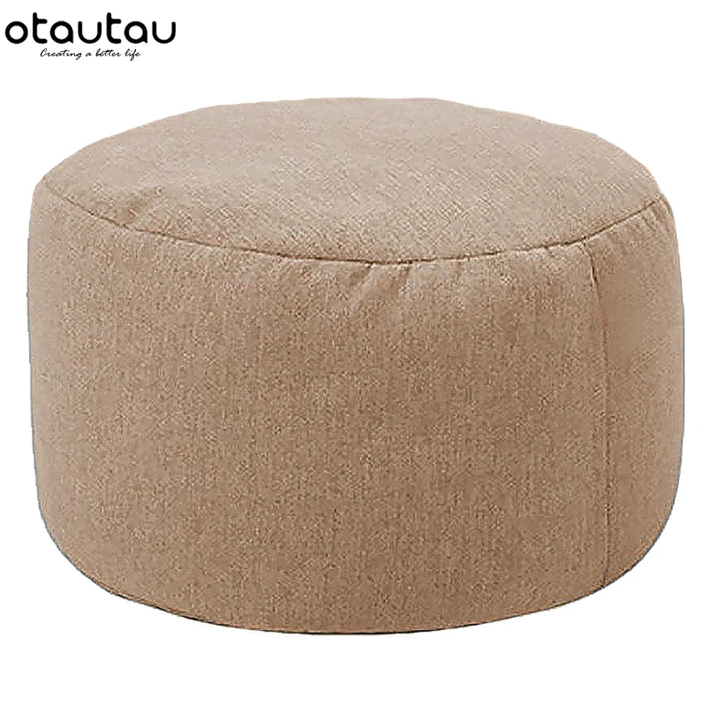 Sgabello Rotondo Diametro 30 Cm Altezza 20 Cm Pouf In Lino Ottomano Con Imbottitura Poggiapiedi Tatami Futon Puff JD001