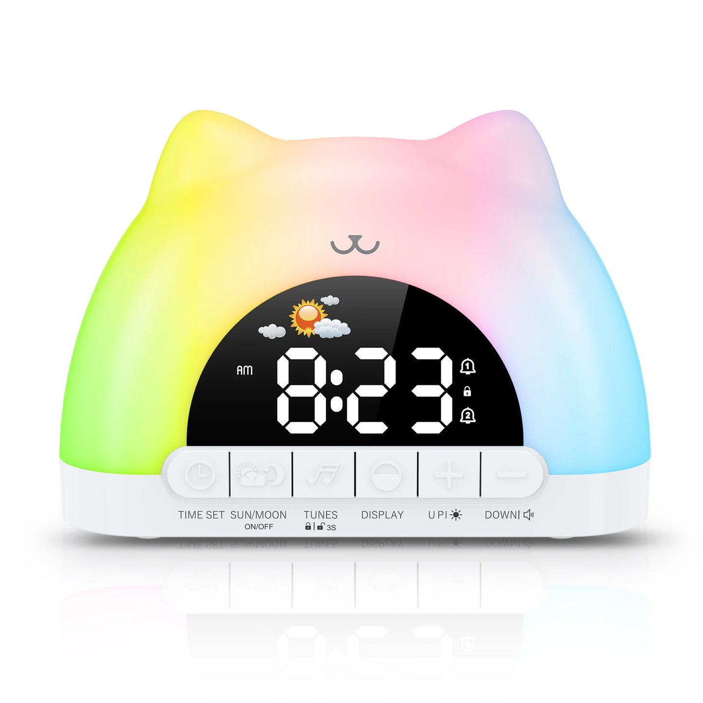 ORIA Sveglia per Bambini con Luce Notte 11 Colori, Sveglia Allenamento Sonno, Orologio con Blocco Regalo Ragazzi Ragazze