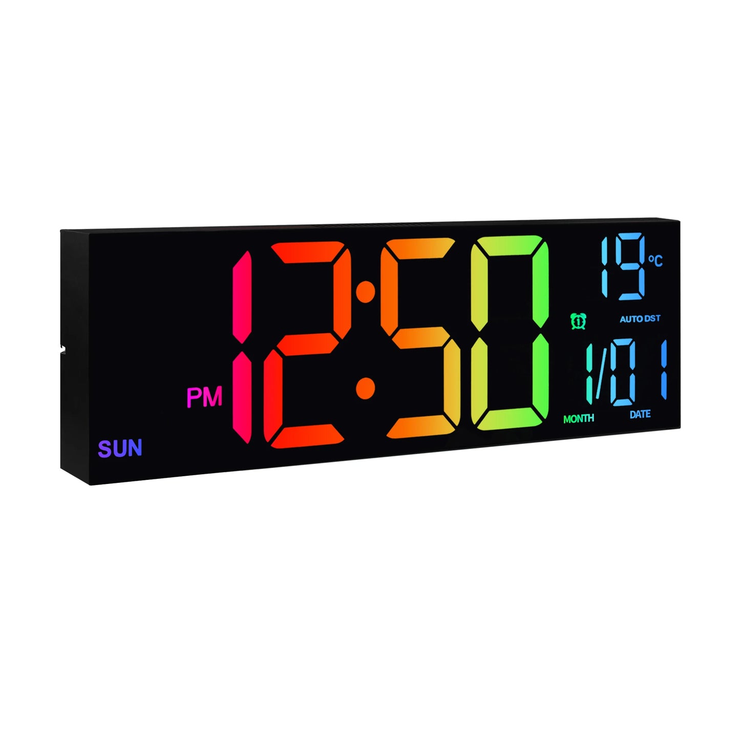 Orologio Da Parete Digitale 16 Pollici Con Display LED E Telecomando 8 Colori RGB Allarme DST Temperatura Per Soggiorno
