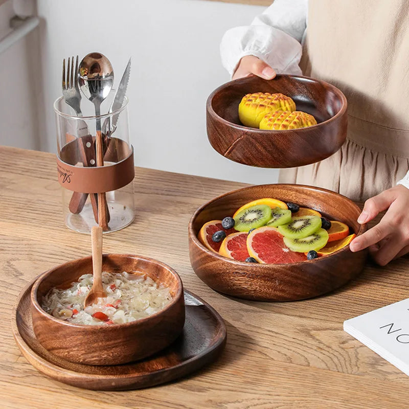 Ciotola In Legno Massello Per Barca In Noce Insalatiera Creativa Per Frutta Utensili Da Cucina Vintage Per Casa