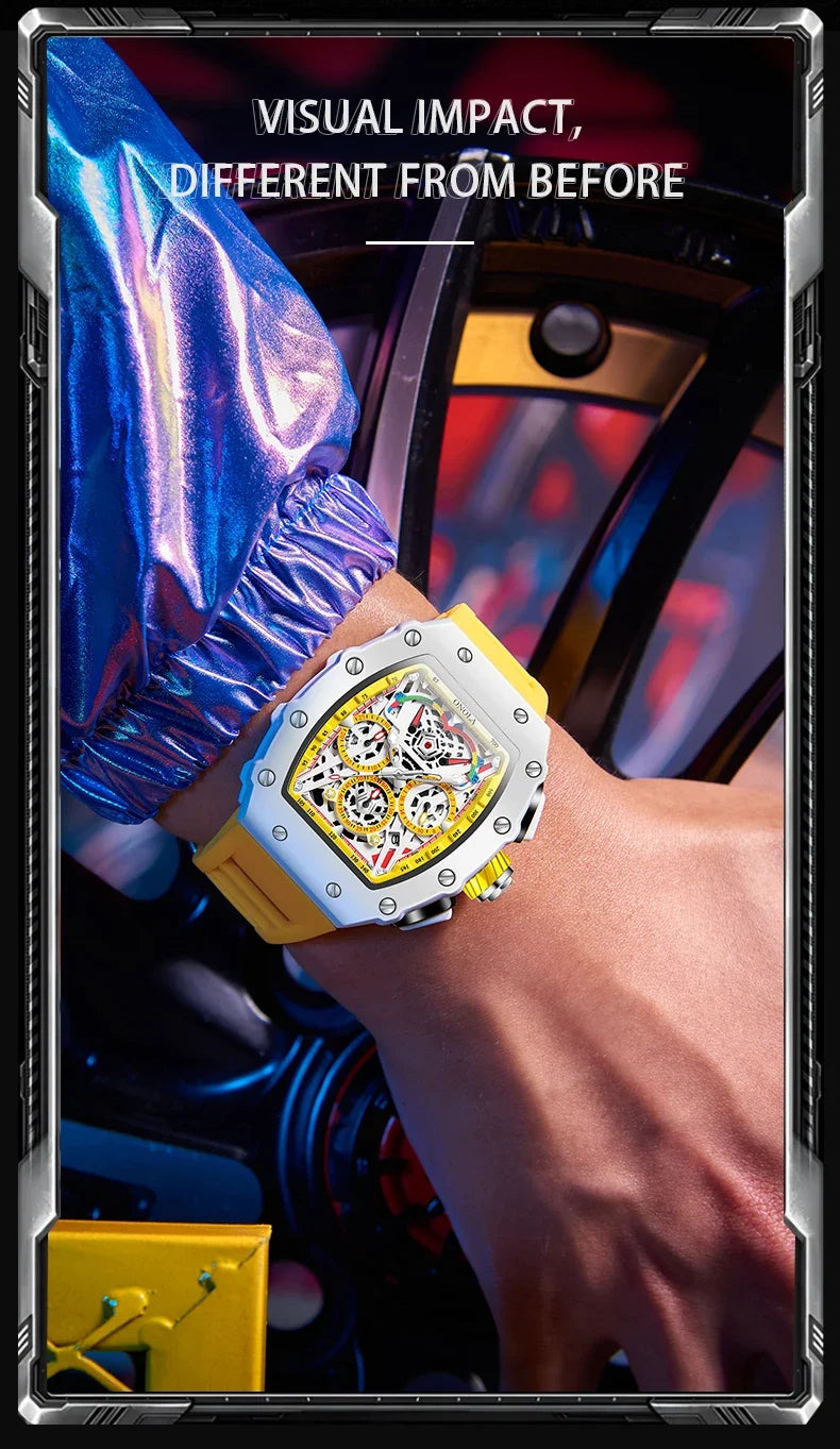 Orologio Da Uomo Di Lusso Onola Moda Casual Cinturino In Silicone Multifunzione Quarzo Impermeabile Bianco