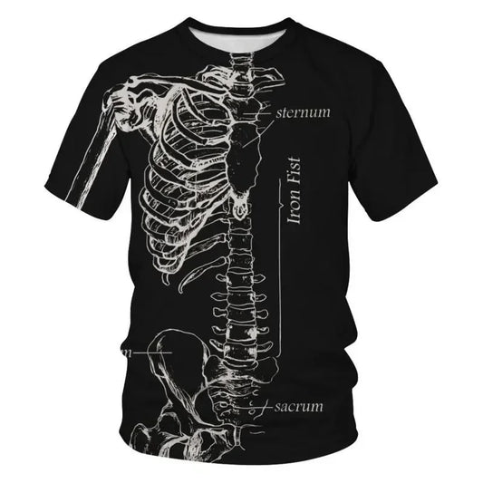 Tshirt Con Fiore Scheletro Stampato In 3D Per Uomo Grafica Cuore Teschio Harajuku Girocollo Casual Manica Corta