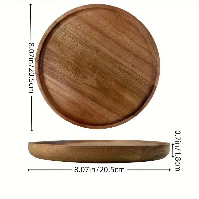 Piatto Di Frutta Giapponese In Legno Massello Rotondo Vassoio Snack Multidimensionale Ad Alto Valore Allingrosso