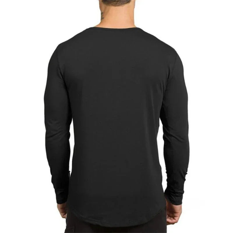 Maglietta Sportiva a Maniche Lunghe Uomo Traspirante per Allenamento Palestra Fitness Bodybuilding Moda Casual Solida