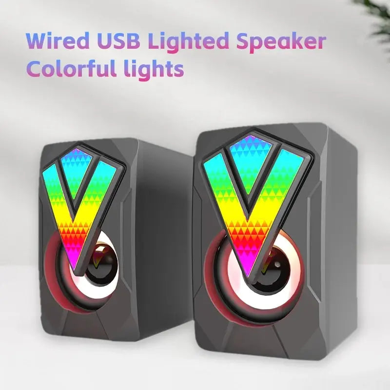 Altoparlanti Per Computer USB Cablati Con Luce LED Microfono Stereo HiFi 7.1 Canali Per PC Desktop