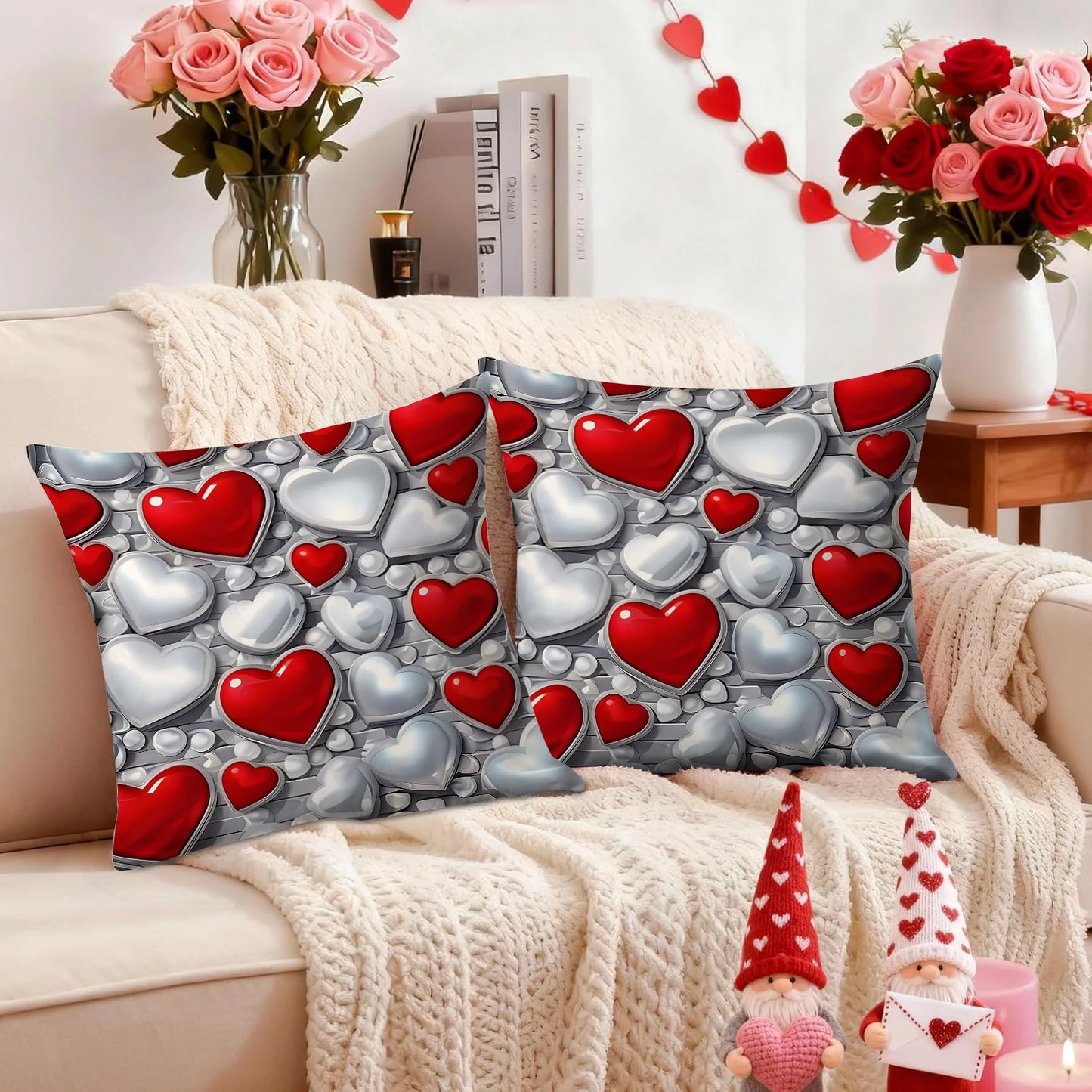Due Fodere Per Cuscino San Valentino Con Busta D Amore Per Decorazione Divano E Anniversario Di Matrimonio