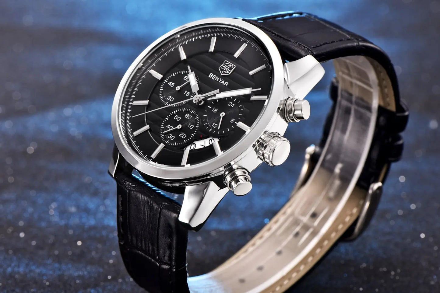 Orologio Da Uomo BENYAR Al Quarzo In Pelle Impermeabile Multifunzione Cronografo calendario Resistente Agli Urti