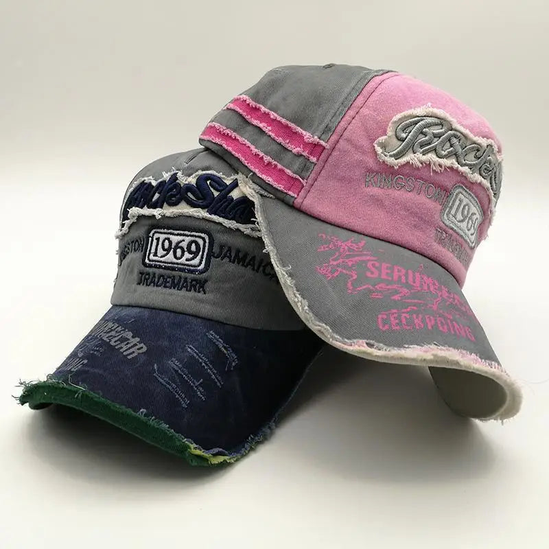 Berretto Da Baseball Ricamo Lettera Retrò Unisex Cotone Snapback Regolabile Estivo Streetwear Hip Hop