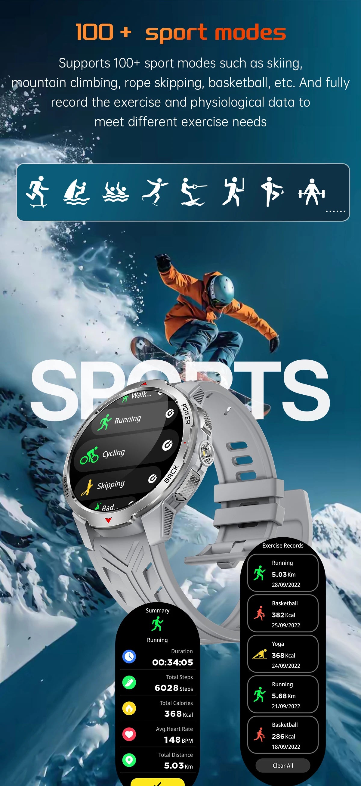 LIGE Smartwatch Da Uomo Bluetooth Chiamata Impermeabile 3ATM Batteria 1100mAh Bussola Esterna Per Sport Fitness