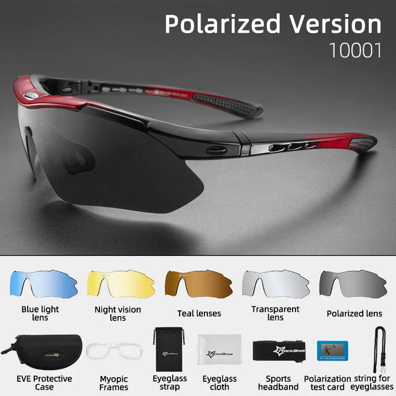 Occhiali Da Ciclismo Polarizzati Per Uomo UV400 Con Naso Regolabile E Set Di 5 Lenti Per Road MTB