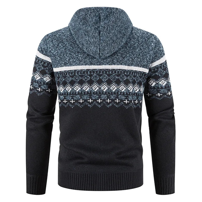 Maglione Invernale Da Uomo In Pile Con Cappuccio Cardigan Caldo Con Cerniera Lavorato A Maglia