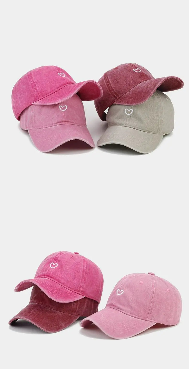 Cappello Da Baseball In Cotone Lavato Unisex Ricamato Con Amore Retro Protezione Solare Per Donna E Uomo