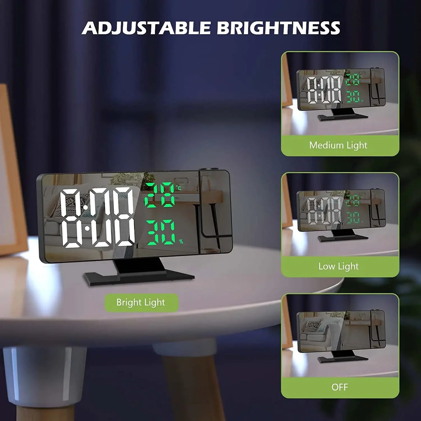 Sveglia Digitale LED Orologio Proiezione da Soffitto con Display della Temperatura Snooze Retroilluminato per la Casa