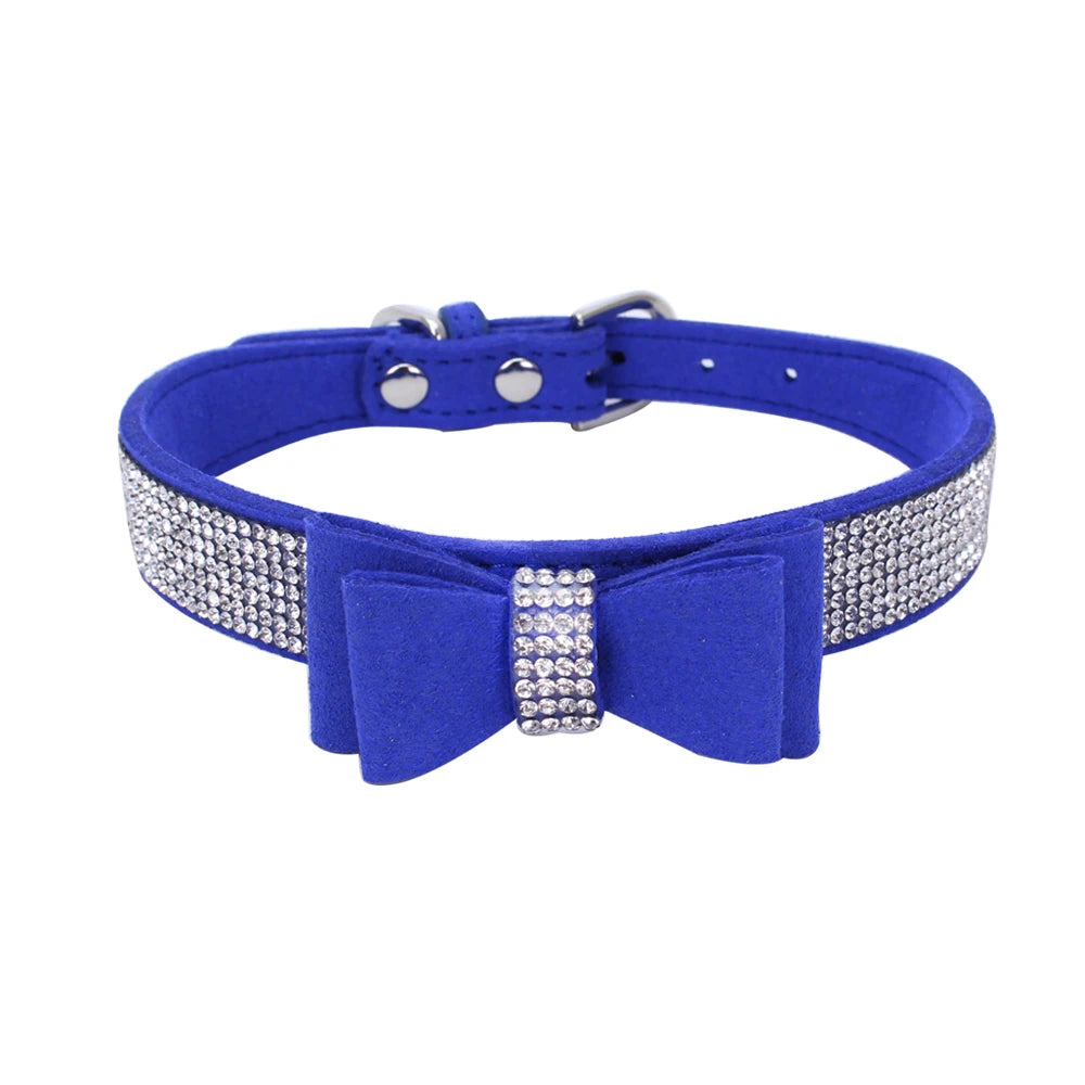 Guinzaglio Per Collare In Pelle Di Velluto Con Strass Bling E Decorazione Farfalla Accessori Di Moda