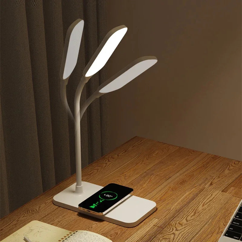 Lampada Da Scrivania LED Con Ricarica Wireless E Porta USB Dimmerabile Touch Luce Notturna Per Lettura E Giochi A Casa