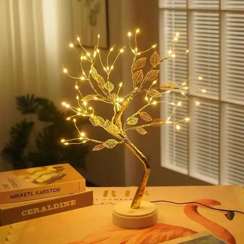 Albero Da Tavolo Notturno LED Bonsai Ciliegio Artificiale Interruttore Tattile USB Alimentato A Batteria Decorazione