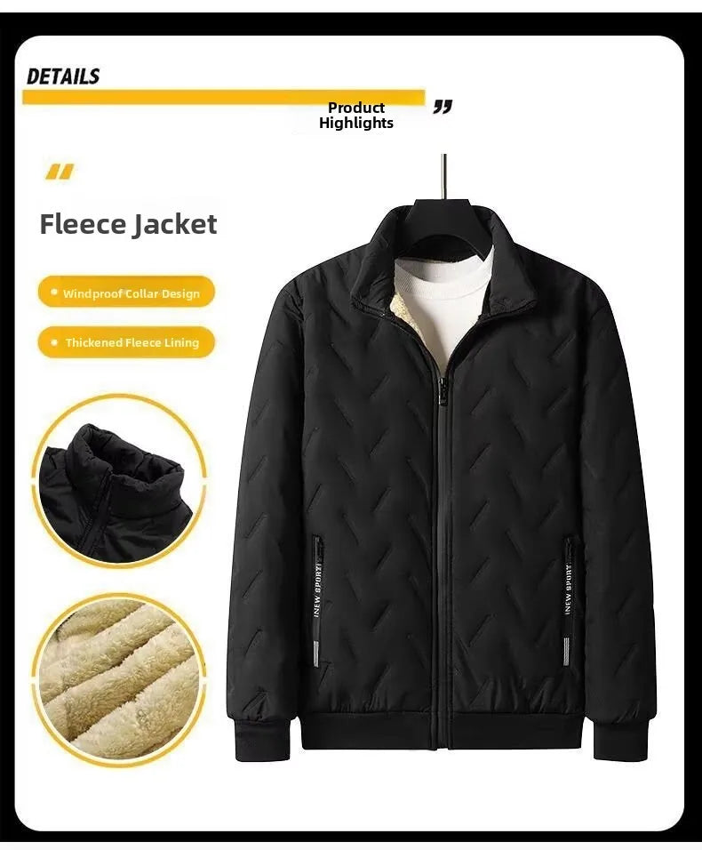 Cappotto Uomo In Velluto Di Agnello Foderato Autunno Inverno Colletto Intagliato Con Tasche Elegante
