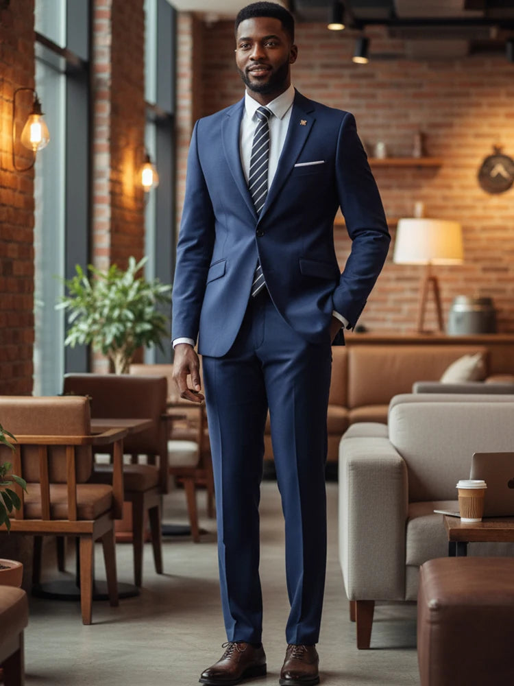 ST Cassy Abito Uomo Slim Fit Tinta Unita Monopetto Pantaloni Set Da 2 Pezzi Formale Ufficio