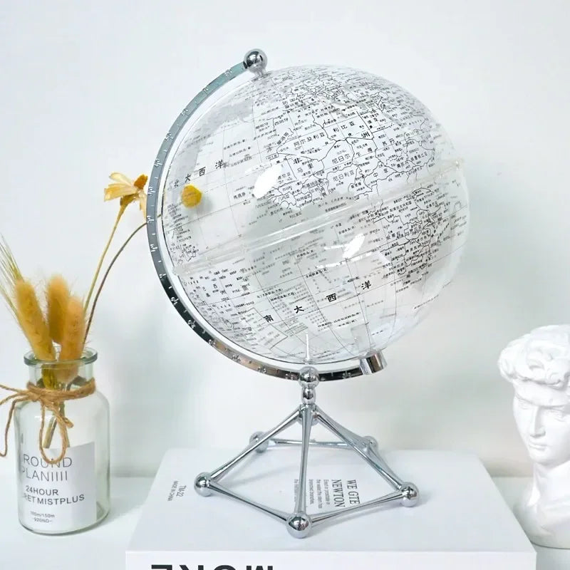 Globo Terrestre con Luce LED Rotante in Metallo Decorazione per Negozio Cameretta Dei Bambini