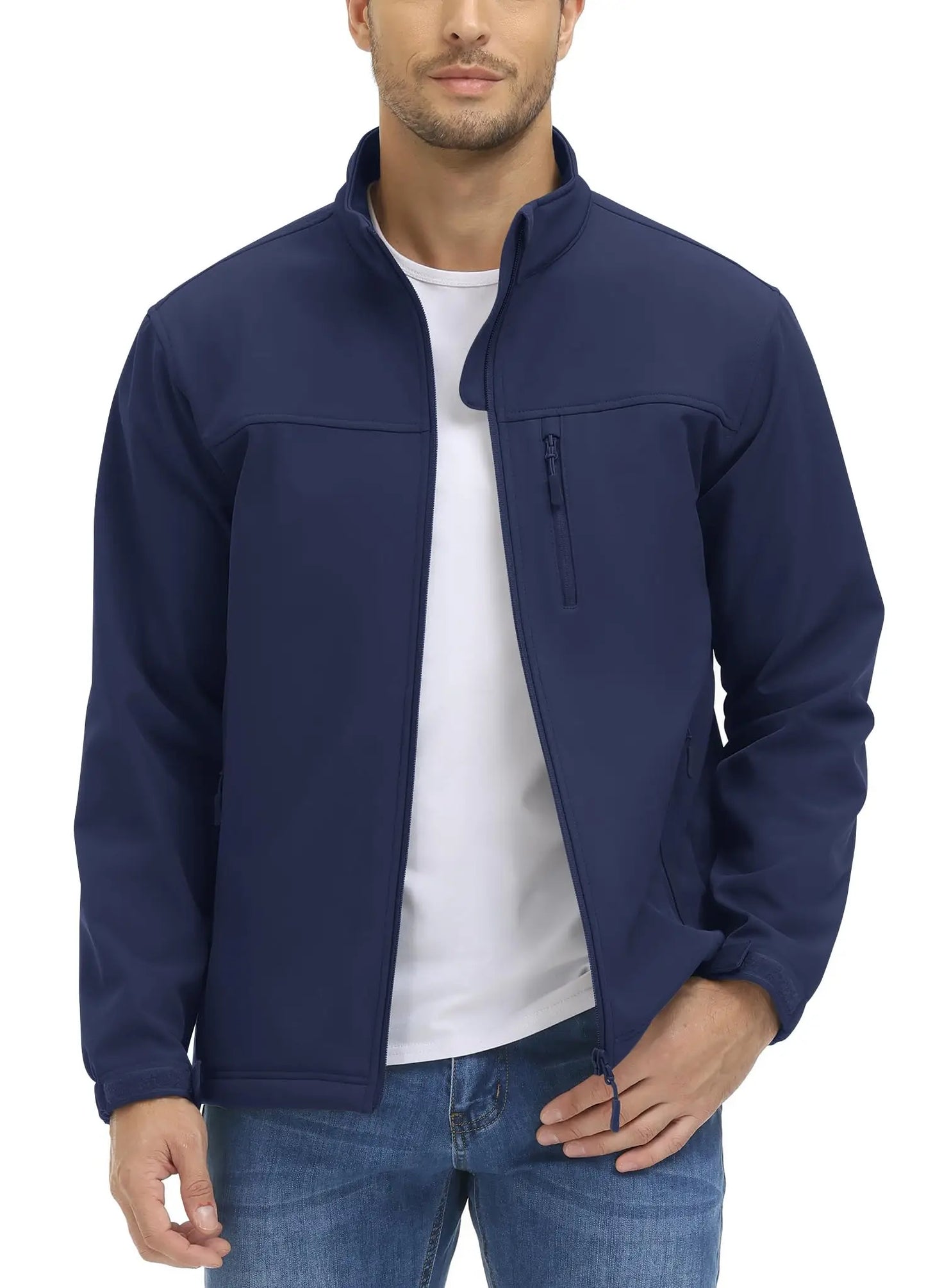 TACVASEN fodera in pile impermeabile giacca a vento giacche da lavoro invernali da uomo tasca con cerniera cappotti Casual capispalla con Zip intera top