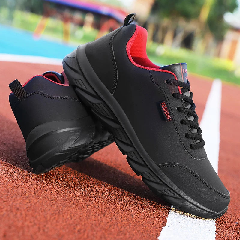 Scarpe da Corsa Uomo Impermeabili in Pelle Sneakers Sportive da Esterno Leggere per Passeggiata e Running