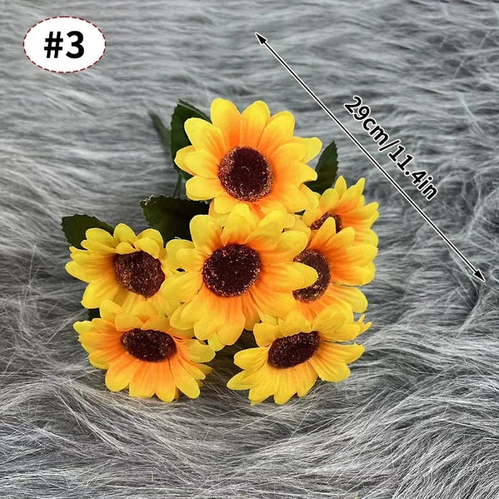 Vaso di Plastica con Fiore di Girasole Artificiale Set Decorazione per Matrimoni e Eventi