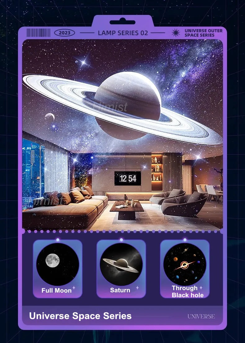 Meteor Dinamico 12 in 1 Lampada Proiettore Galaxy Ultra Trasparente Rotante con Lettore Musicale Regalo per Bambini