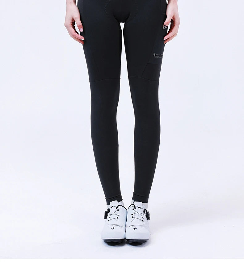 Pantaloni Con Bretelle Da Ciclismo Per Donna In Pile Invernali Con Imbottitura 3D Professionali Per Bici Da Strada