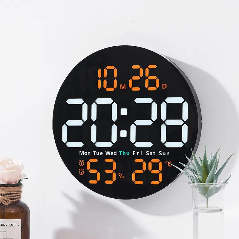 Orologio Da Parete Digitale DieciPollici Con Telecomando Temperatura Umidità Data Conto Alla Rovescia Sveglie Led Dimmer