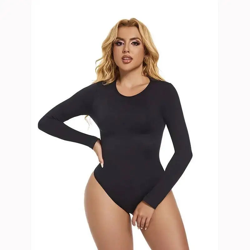 Nuovo autunno inverno manica lunga senza cuciture body shaper elastico perizoma body shapewear donna pancia controllo body shaper con apertura sul cavallo