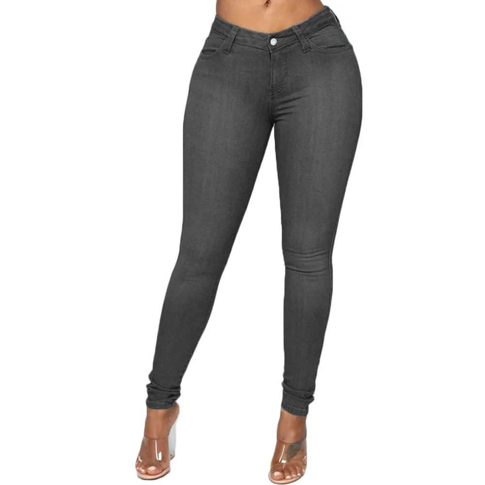 Jeans Da Donna Sexy In Denim A Matita Con Sollevamento Del Sedere Tasche Pulsante Taglia Grande Lunghezza Variabile