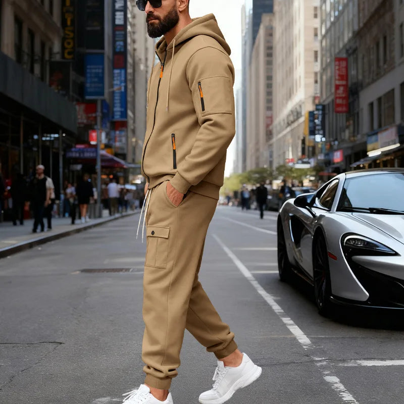 Set Maglione Con Cappuccio Moda Sportiva All'Aria Aperta In Velluto Sciolto Da Uomo Autunno Inverno