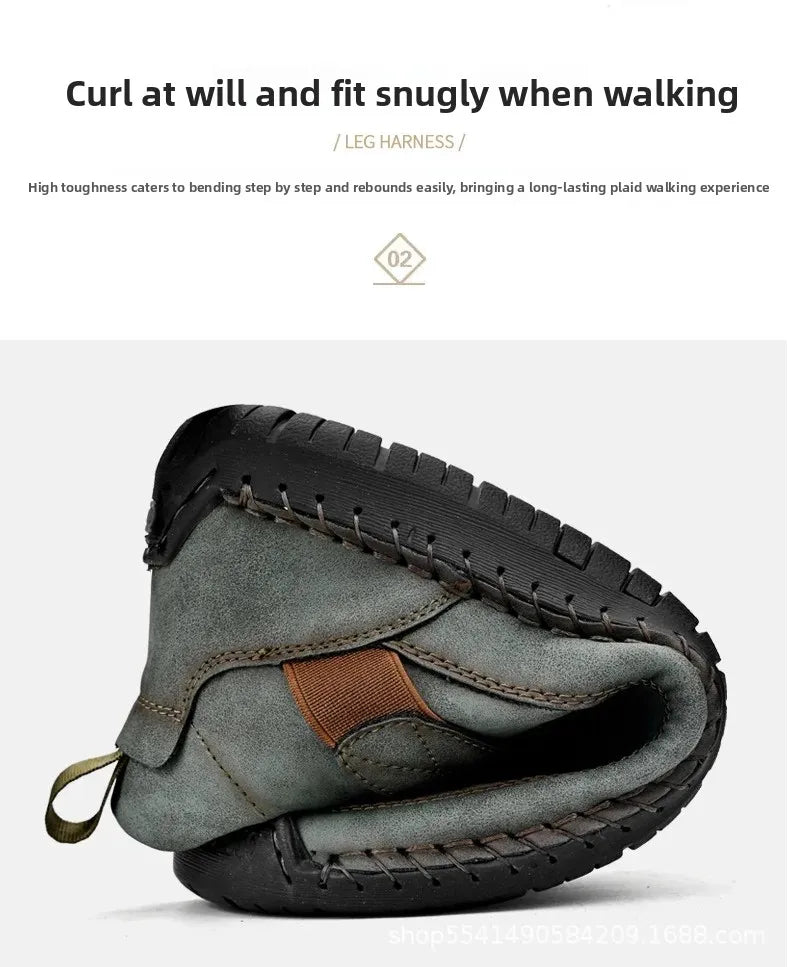 Scarpe Casual Da Uomo In Pelle Cucita A Mano Antiscivolo Con Fondo Grande E Fibbia Centrale