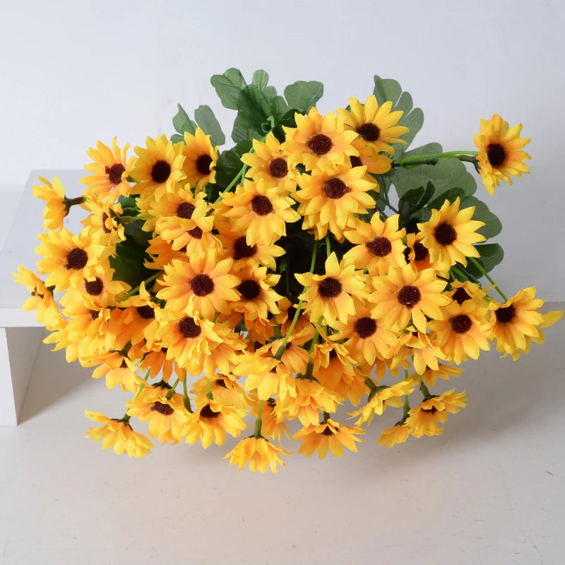 Vaso di Plastica con Fiore di Girasole Artificiale Set Decorazione per Matrimoni e Eventi