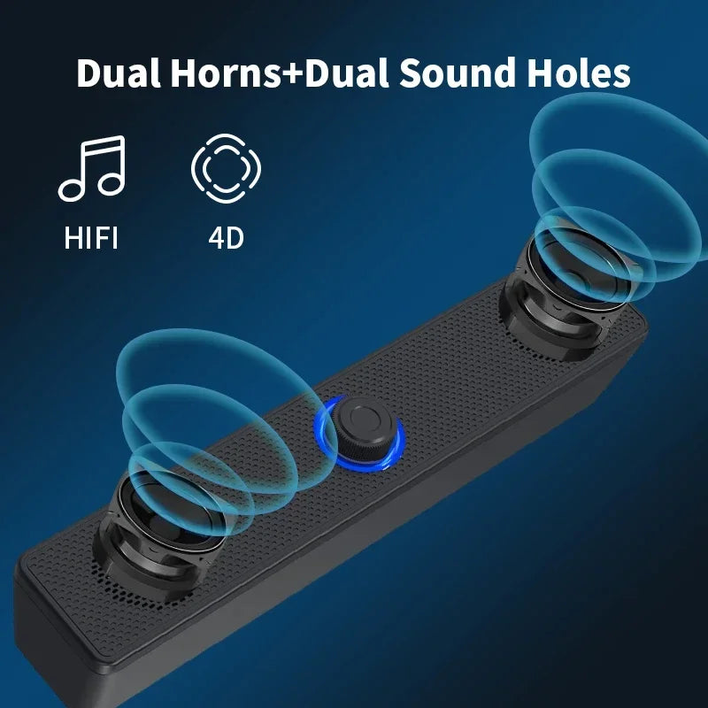 Soundbar Per PC E TV Bluetooth Cablato E Wireless USB Alimentato Per Laptop Gaming Home Theater Sistema Audio Surround