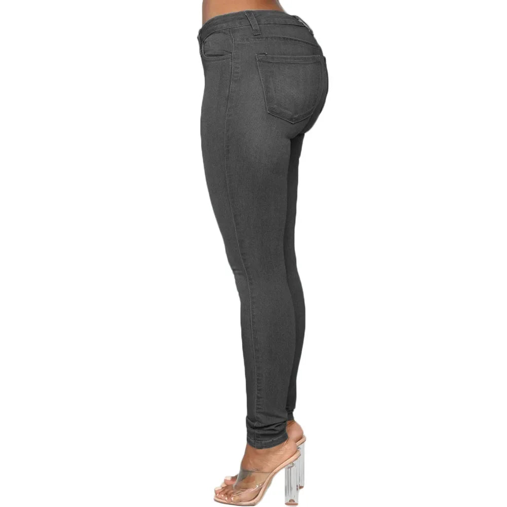 Jeans Da Donna Sexy In Denim A Matita Con Sollevamento Del Sedere Tasche Pulsante Taglia Grande Lunghezza Variabile
