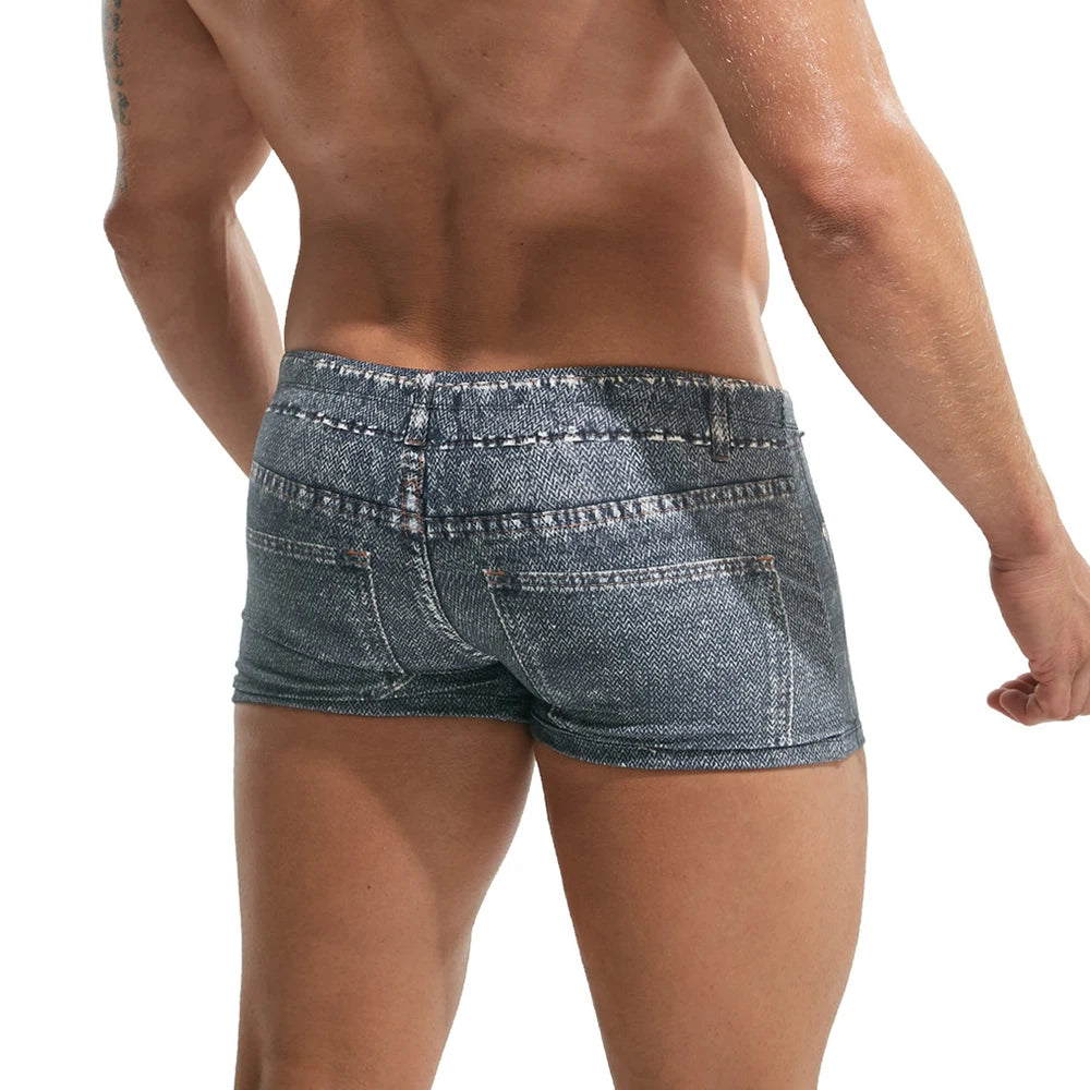 Pantaloncini Da Surf Senza Cuciture Uomo 2XL Denim Stampato Boxer Pantaloncini Da Bagno Traspiranti Sportivi