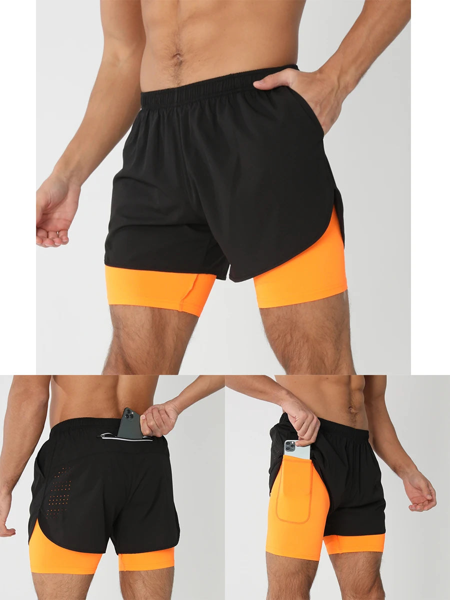 Pantaloncini Da Corsa Da Uomo 2 In 1 Palestra Asciugatura Rapida Pantaloni Corti Sportivi Estivi