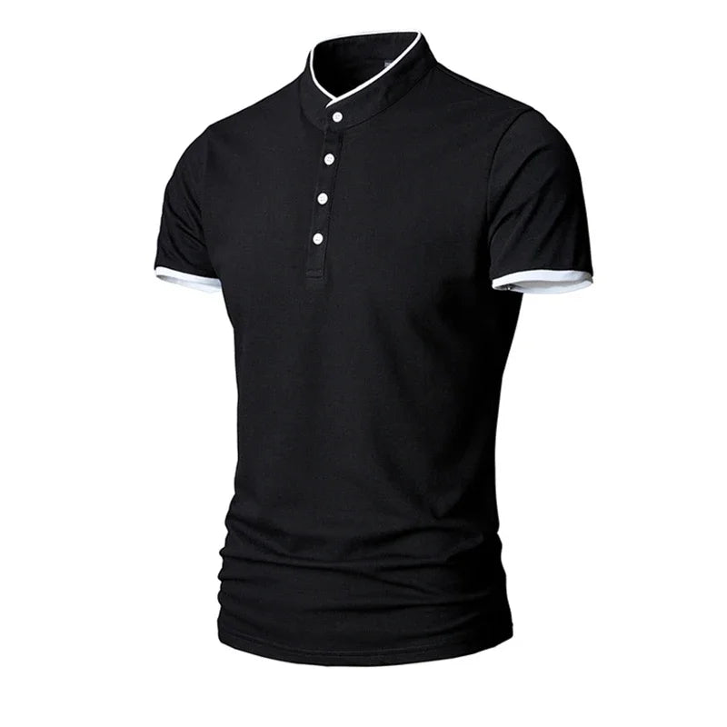 Polo Casual Da Uomo Per Ufficio A Maniche Corte Liscio E Resistente Alle Rughe Antipilling Confortevole Pulsante