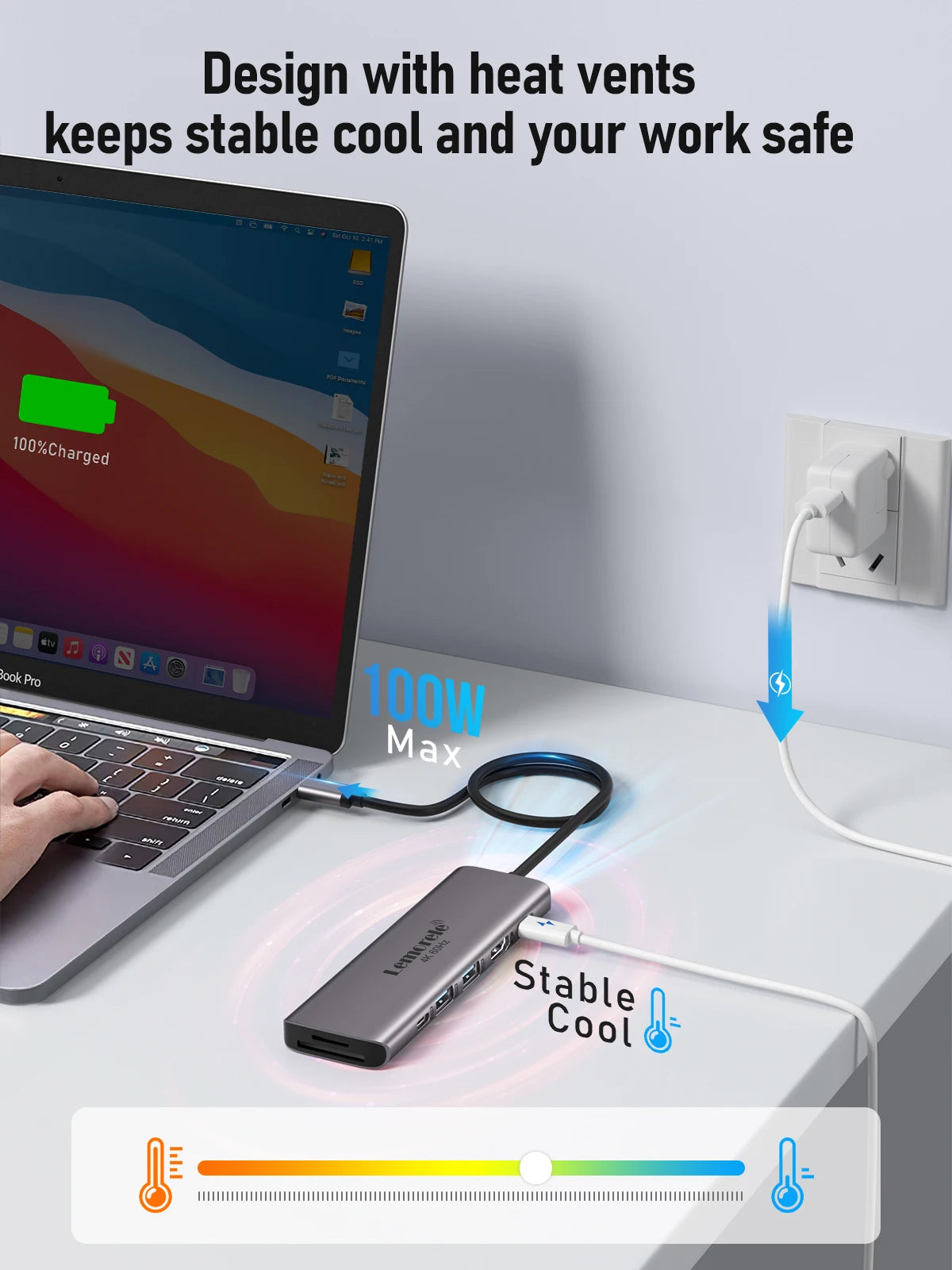 Lemorele Dock USB C 7in1 Hub HDMI 4K 60Hz USB 3.0 PD 100W Carica Per MacBook Pro Laptop