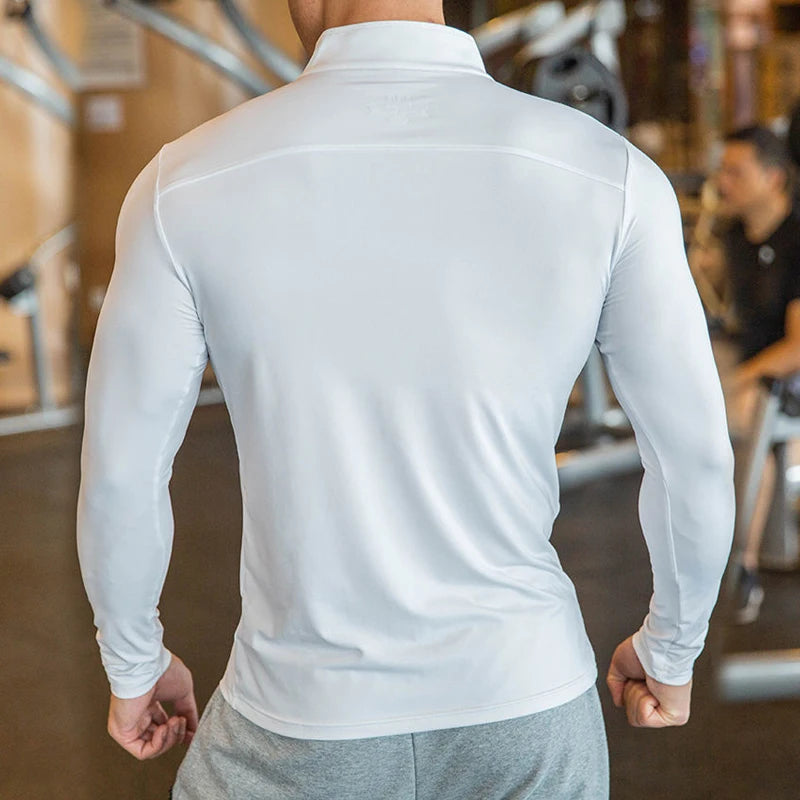 Maglia Da Fitness Da Uomo A Maniche Lunghe Per Corsa Palestra Sportiva Compression Rashguard Attillata
