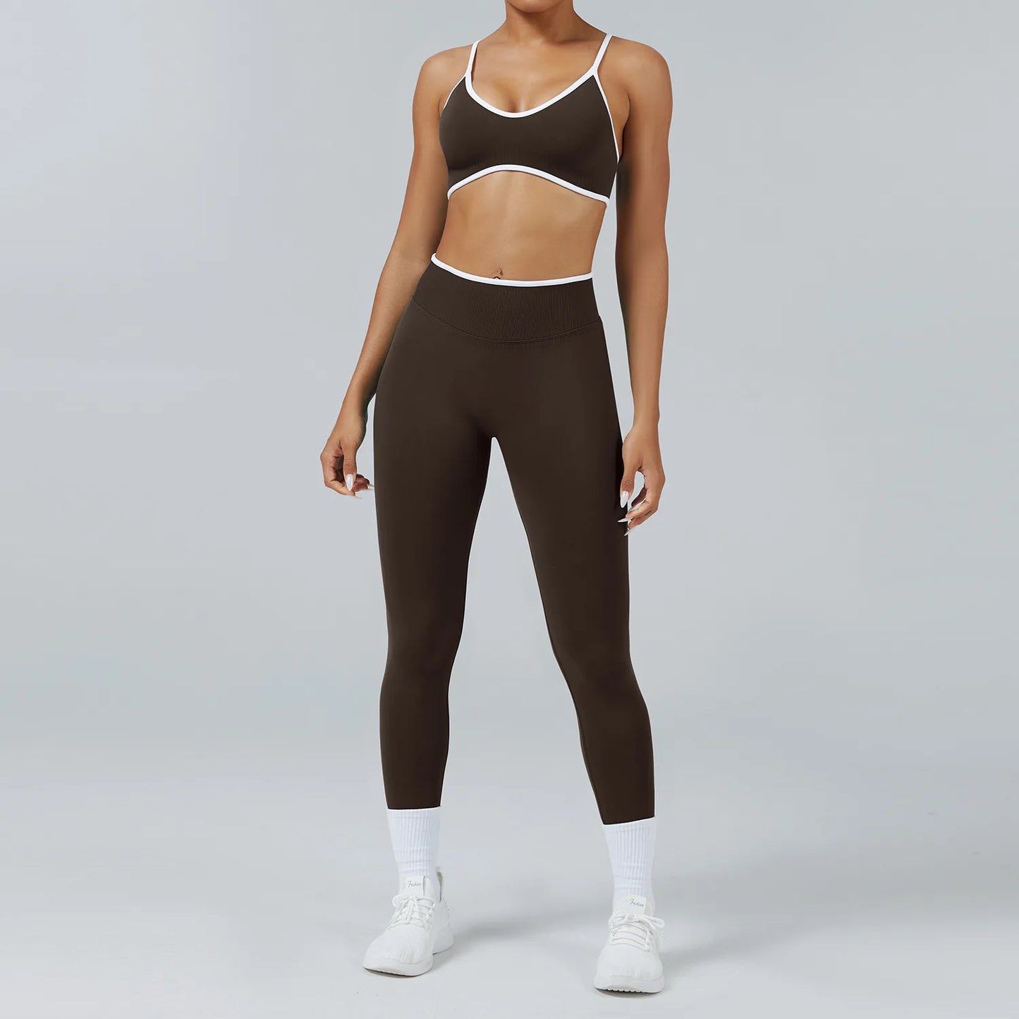 Set Fitness Da Donna 2 Pezzi Leggings Vita Alta Senza Cuciture E Reggiseno Sportivo Per Yoga Palestra Cardio Estivo